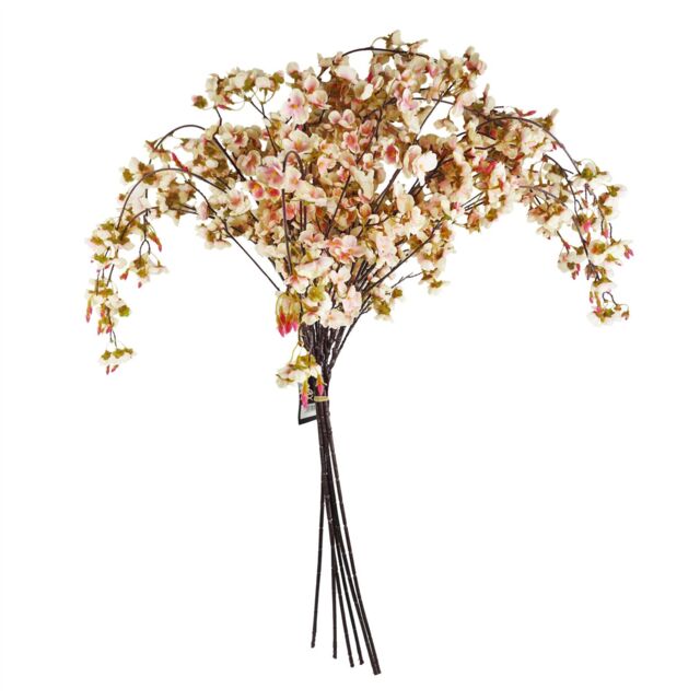 Leaf Artificial Pack of 6 x 110cm Natural Pink Trailing Cherry Blossom Stem - Size: 6 x 110 cm - image 1