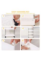 Living and Home Slim Standing 4-Tier Corner Storage Rack Shelf Plastic for Kitchen Bathroom in White - thumbnail 6