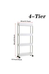 Living and Home Slim Standing 4-Tier Corner Storage Rack Shelf Plastic for Kitchen Bathroom in White - thumbnail 5