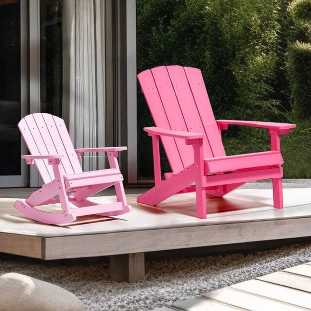 Wyld and Coco Garden Chair - Pink Faux Wood Weather-Resistant Modern Lounger - image 1