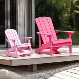 Wyld and Coco Garden Chair - Pink Faux Wood Weather-Resistant Modern Lounger