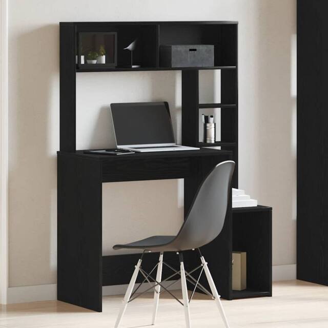 Berkfield Home Decorative Desk with Shelves Black 100x45x140 cm Engineered Wood - Size: 100 x 45 x 140 cm - image 1