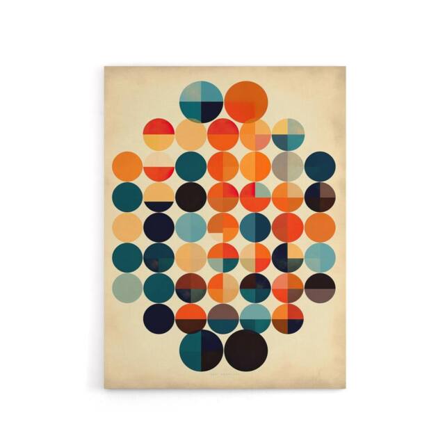 "Artery8 Minimalist Circles Bauhaus Geometric Canvas Wall Art Print - Size: W24"" x H32""" - image 1