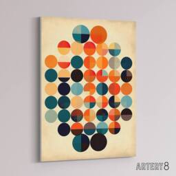 "Artery8 Minimalist Circles Bauhaus Geometric Canvas Wall Art Print - Size: W24"" x H32""" - thumbnail 2