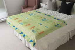 Benjamin Tate Design Hieroglyphic Egyptian Language Symbols Blanket in Natural - Size: 120 cm x 150 cm - thumbnail 3