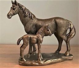 Animal Crackers Horse Mare & Foal Figurine, Leonardo Reflections Range, Gift Boxed in Bronze