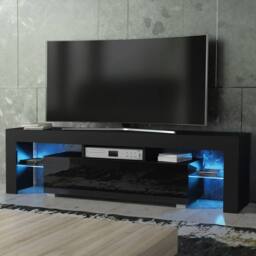 Creative Furniture Aria TV Unit 160cm - Black with Gloss Doors & LED Lights - thumbnail 4