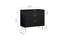 Birlea Zaza Black 3 Drawer Chest Fluted Bedroom Storage - thumbnail 6