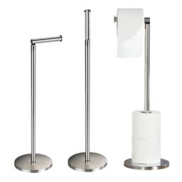 FLAVORA 2 X Free Standing Toilet Paper Holder in Metallic Silver - Size: 180 cm width x 180 cm drop - thumbnail 5