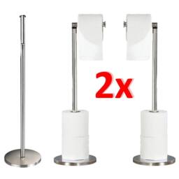 FLAVORA 2 X Free Standing Toilet Paper Holder in Metallic Silver - Size: 180 cm width x 180 cm drop - thumbnail 1
