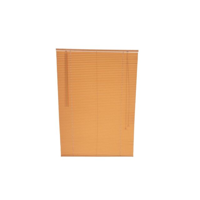 Oypla PVC Teak Wood Grain Effect Venetian Window Blinds with Fixings in Light Brown - Size: 100 cm - image 1
