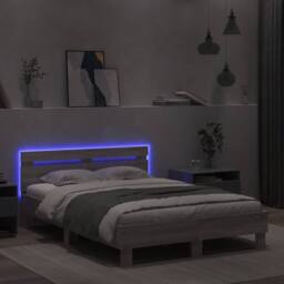 Berkfield Home Bed Frame with LED without Mattress Grey Sonoma 120x200 cm - Size: Small Double - thumbnail 4