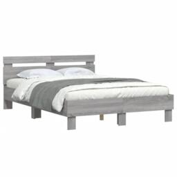 Berkfield Home Bed Frame with LED without Mattress Grey Sonoma 120x200 cm - Size: Small Double - thumbnail 3