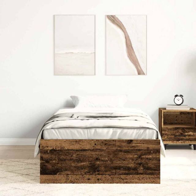 Berkfield Home Durable Bed Frame without Mattress Old Wood 100x200cm Engineered Wood in Brown - Size: 100x200 cm - image 1