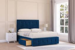 "Sloomy Cambridge Plush Divan Base 2 Drawers-26"" Headboard & 12"" Footboard in Navy - Size: Single" - thumbnail 2