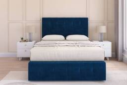 "Sloomy Cambridge Plush Divan Base 2 Drawers-26"" Headboard & 12"" Footboard in Navy - Size: Single" - thumbnail 1