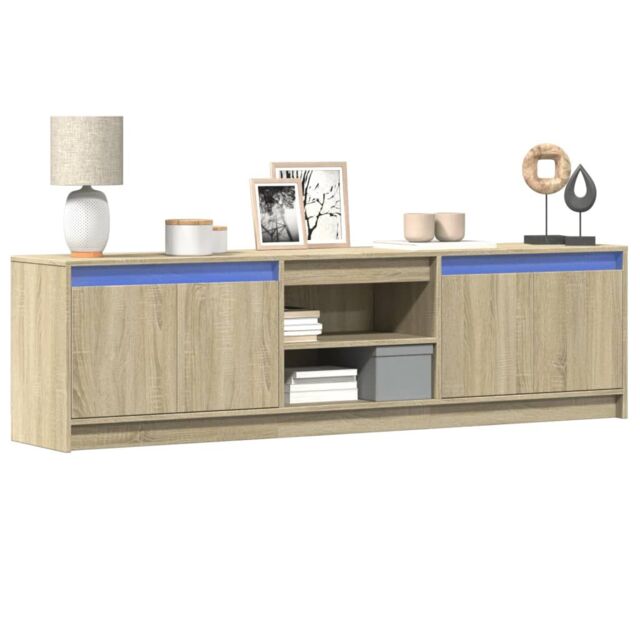 Berkfield Home TV Cabinet with LED Sonoma Oak 180x34x50 cm Engineered Wood in Brown - Size: 180 x 34 x 50 cm - image 1