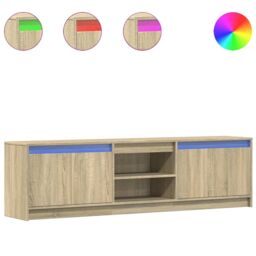 Berkfield Home TV Cabinet with LED Sonoma Oak 180x34x50 cm Engineered Wood in Brown - Size: 180 x 34 x 50 cm - thumbnail 2