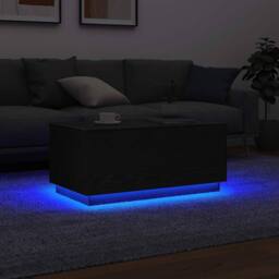Berkfield Home Coffee Table with LED Lights Black Oak 90x50x40 cm - Size: 90 x 50 x 40 cm - thumbnail 5