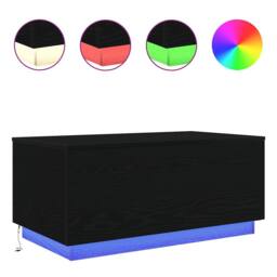 Berkfield Home Coffee Table with LED Lights Black Oak 90x50x40 cm - Size: 90 x 50 x 40 cm