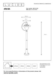 Lucide 'ARUBA' Dimmable Stylish Decorative Outdoor Bollard Lamp Post 1xE27 in Black - thumbnail 4