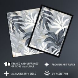 "Artery8 Abstract Monstera Plant Lover Leaves Painting Wall Art Print in Grey - Size: W24"" x H32""" - thumbnail 2