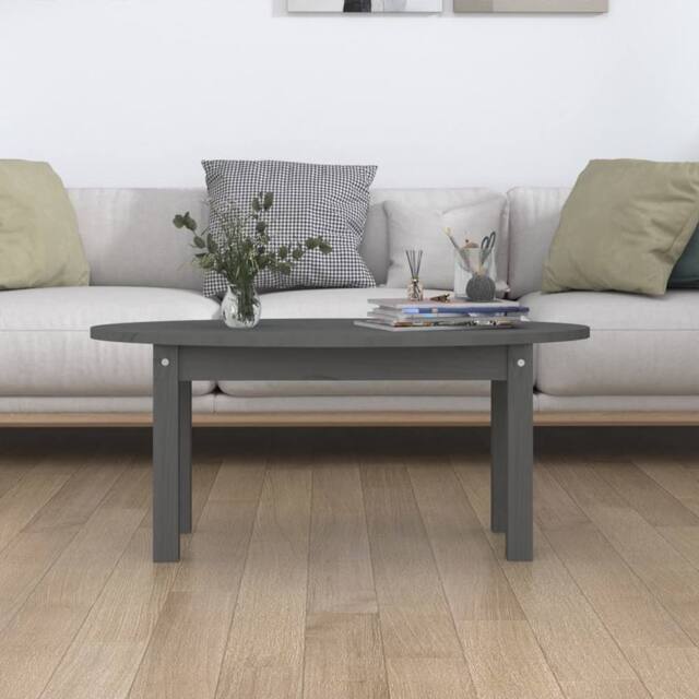 Berkfield Home Beautiful Coffee Table Grey 80x40x35 cm Solid Wood Pine - Size: 80 x 40 x 35 cm - image 1