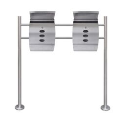 Berkfield Home Double Mailbox on Stand Stainless Steel in Silver - thumbnail 2