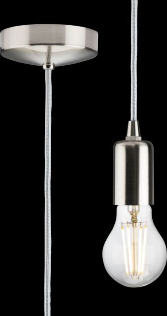 Netlighting 1.8m E27 Contemporary Pendant Set Brushed Chrome 230V IP20 80W in Grey - image 1