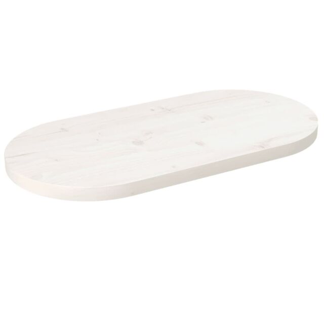 Berkfield Home Table Top White 80x40x2.5 cm Solid Wood Pine Oval - image 1