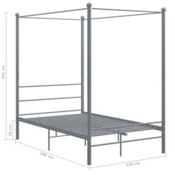 Berkfield Home Canopy Bed Frame Grey Metal 120x200 cm - Size: Small Double - thumbnail 6