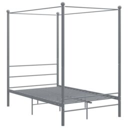 Berkfield Home Canopy Bed Frame Grey Metal 120x200 cm - Size: Small Double - thumbnail 2