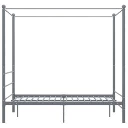Berkfield Home Canopy Bed Frame Grey Metal 120x200 cm - Size: Small Double - thumbnail 3
