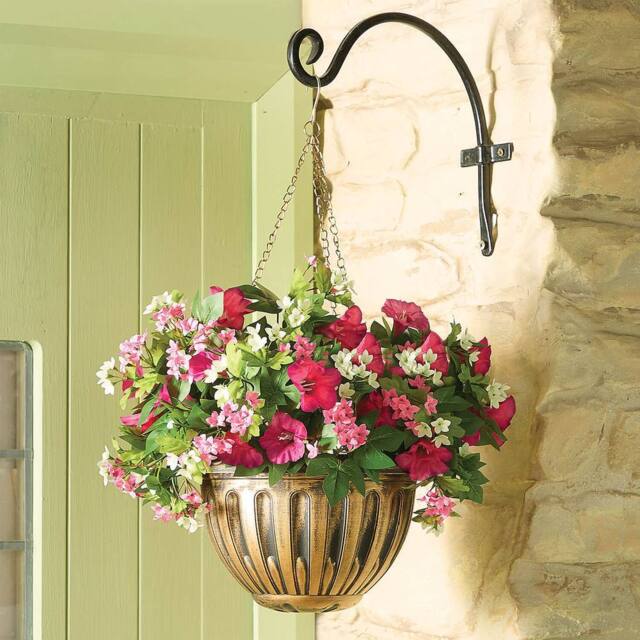 Gainsborough Artificial Flower Hanging Basket in Bronze Planter, H52 x W36cm - image 1