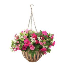 Gainsborough Artificial Flower Hanging Basket in Bronze Planter, H52 x W36cm - thumbnail 2
