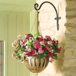 Gainsborough Artificial Flower Hanging Basket in Bronze Planter, H52 x W36cm - thumbnail 1