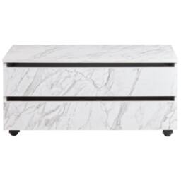 Wyld and Coco White Marble Bathroom Cabinet on Wheels - 2 Drawers W80 x D30 x H38cm - thumbnail 5