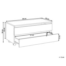 Wyld and Coco White Marble Bathroom Cabinet on Wheels - 2 Drawers W80 x D30 x H38cm - thumbnail 3
