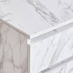 Wyld and Coco White Marble Bathroom Cabinet on Wheels - 2 Drawers W80 x D30 x H38cm - thumbnail 7