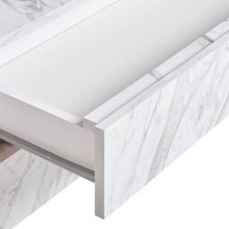 Wyld and Coco White Marble Bathroom Cabinet on Wheels - 2 Drawers W80 x D30 x H38cm - thumbnail 8