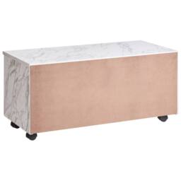 Wyld and Coco White Marble Bathroom Cabinet on Wheels - 2 Drawers W80 x D30 x H38cm - thumbnail 6