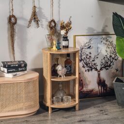 Nordlys Bedside Table Night Stand Natural Wood in Dark Brown - thumbnail 2