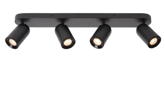 Lucide 'PUNCH' Dimmable Tiltable Adjustable Ceiling Spotlight Bar 4xGU10 in Black - image 1