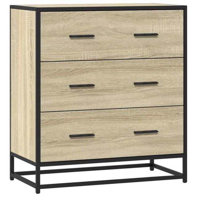 Berkfield Home Sideboard Sonoma Oak 68x35x76 cm Engineered Wood & Metal in Light Brown - Size: 68 x 35 x 76 cm - image 1