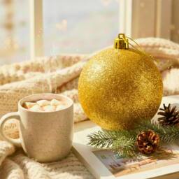 Shatchi 25cm Glitter Christmas Bauble - Christmas Tree & Home Décor Ornament in Gold