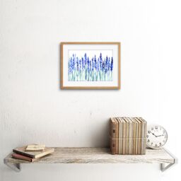"Artery8 Wall Art Print Flowers Lavender Watercolour Art Framed 9x7 inch in Beige - Size: W7"" x H9""" - thumbnail 2