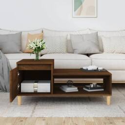Berkfield Home Coffee Table Brown Oak 100x50x45 cm Engineered Wood - Size: 100 x 50 x 45 cm - thumbnail 3