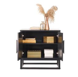 Moderna MMT Fluted 2-Door Storage Cabinet, Adjustable Shelf, Steel Legs in Black - thumbnail 3