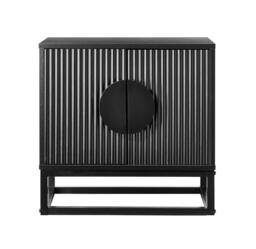 Moderna MMT Fluted 2-Door Storage Cabinet, Adjustable Shelf, Steel Legs in Black - thumbnail 1