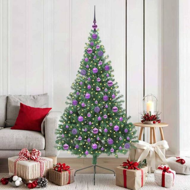 Berkfield Home Artificial Pre-lit Christmas Tree Green 180 cm PVC - image 1